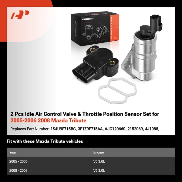 2 Pcs Idle Air Control Valve & Throttle Position Sensor Set for 2005-2006 2008 Mazda Tribute