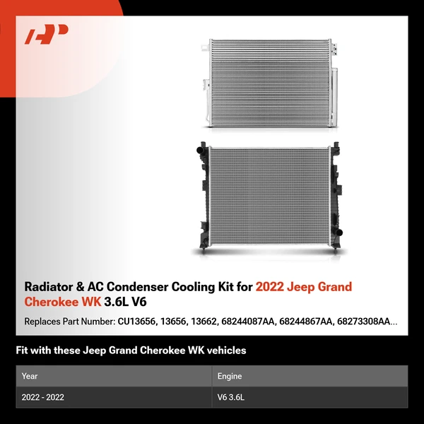Radiator & AC Condenser Cooling Kit for 2022 Jeep Grand Cherokee WK 3.6L V6