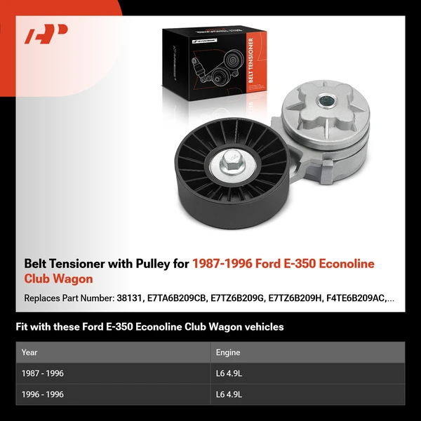 Belt Tensioner with Pulley for 1987-1996 Ford E-350 Econoline Club Wagon