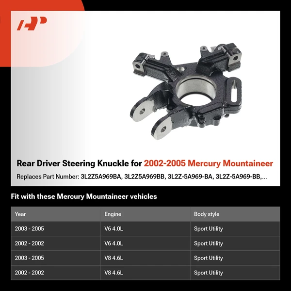 Rear Driver Steering Knuckle for 2002-2005 Mercury Mountaineer