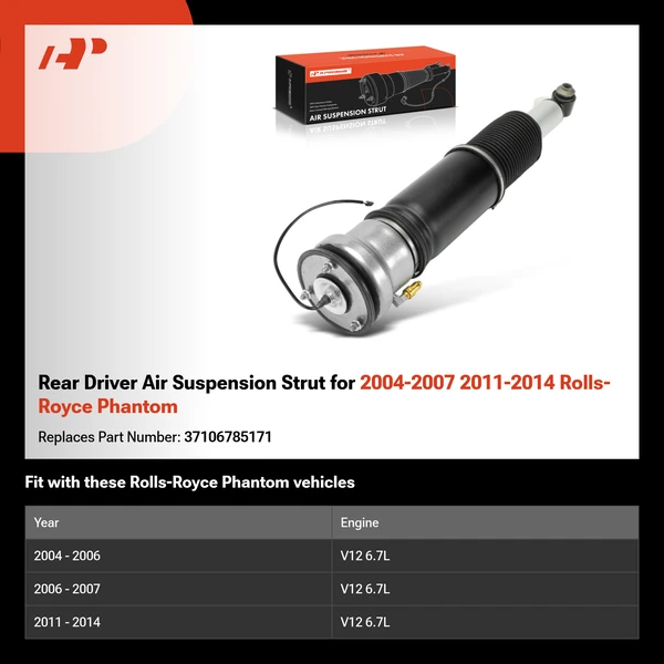 Rear Driver Air Suspension Strut for 2004-2007 2011-2014 Rolls-Royce Phantom