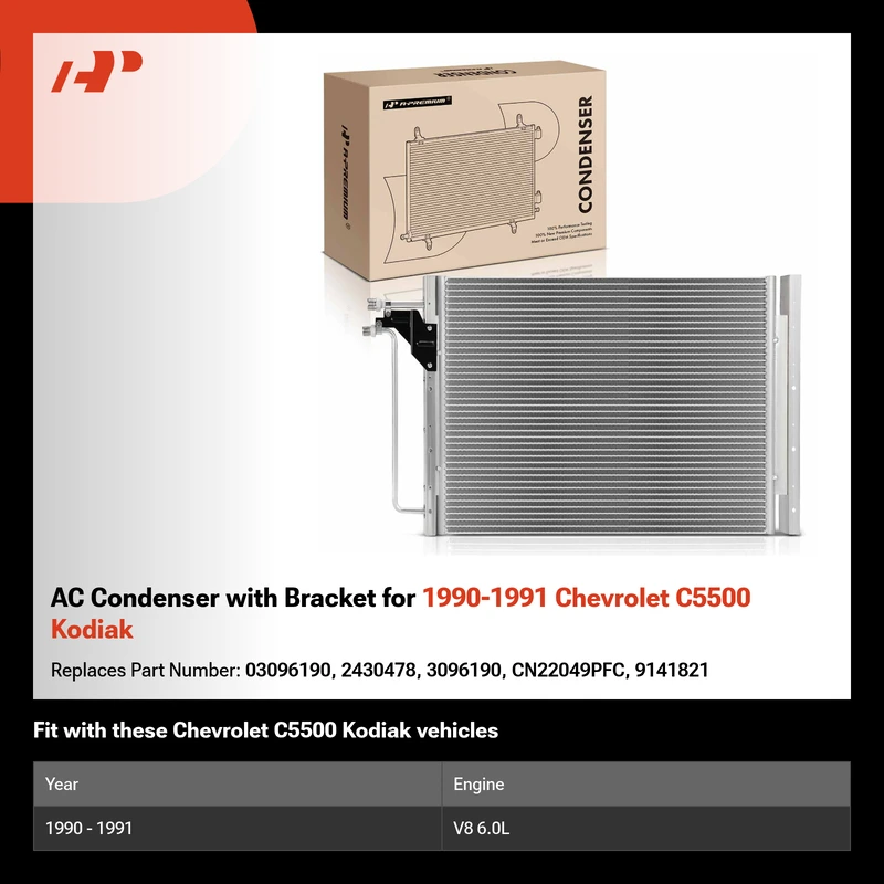 AC Condenser with Bracket for 1990-1991 Chevrolet C5500 Kodiak