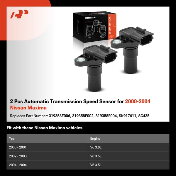 2 Pcs Automatic Transmission Speed Sensor for 2000-2004 Nissan Maxima
