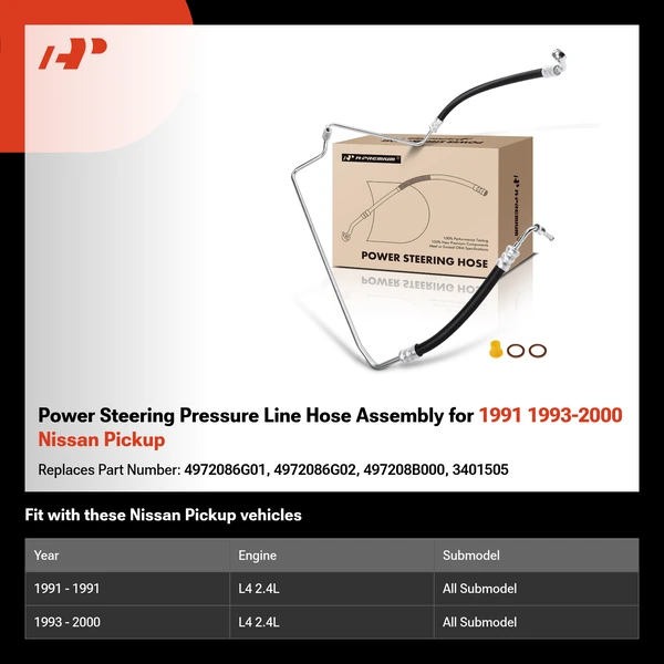 Power Steering Pressure Line Hose Assembly for 1991 1993-2000 Nissan Pickup