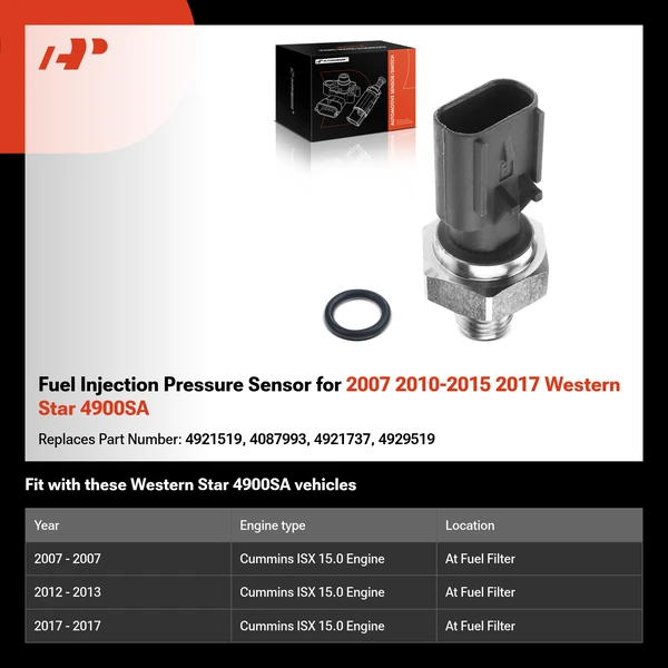 Fuel Injection Pressure Sensor for 2007 2010-2015 2017 Western Star 4900SA