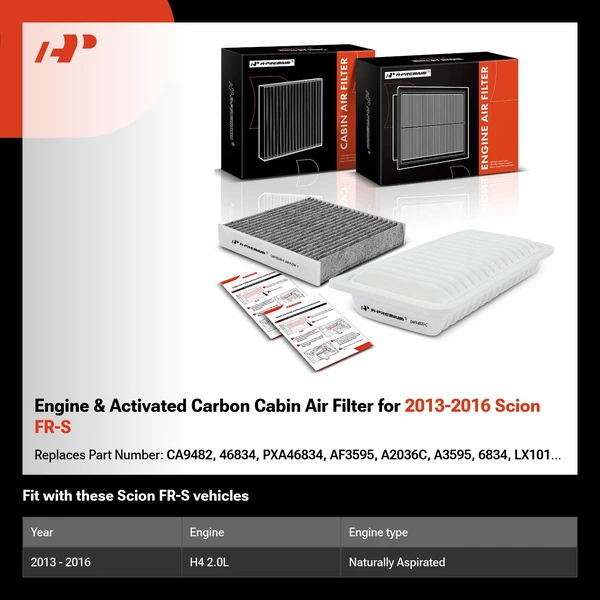 Engine & Activated Carbon Cabin Air Filter for 2013-2016 Scion FR-S
