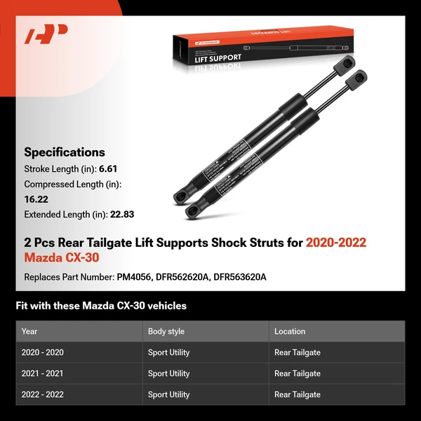 2 Pcs Rear Tailgate Lift Supports Shock Struts for 2020-2022 Mazda CX-30