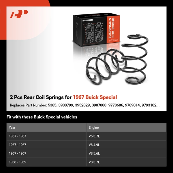 2 Pcs Rear Coil Springs for 1967 Buick Special