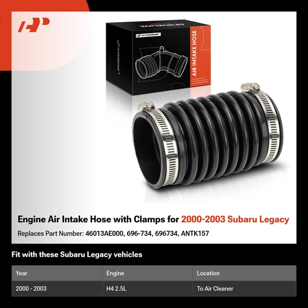 Engine Air Intake Hose with Clamps for 2000-2003 Subaru Legacy