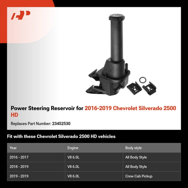 Power Steering Reservoir for 2016-2019 Chevrolet Silverado 2500 HD