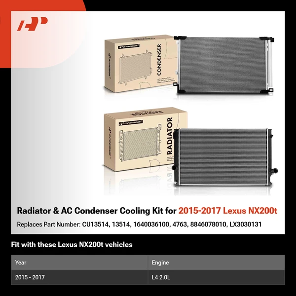 Radiator & AC Condenser Cooling Kit for 2015-2017 Lexus NX200t