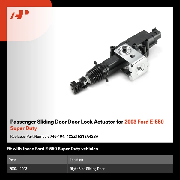 Passenger Sliding Door Door Lock Actuator for 2003 Ford E-550 Super Duty