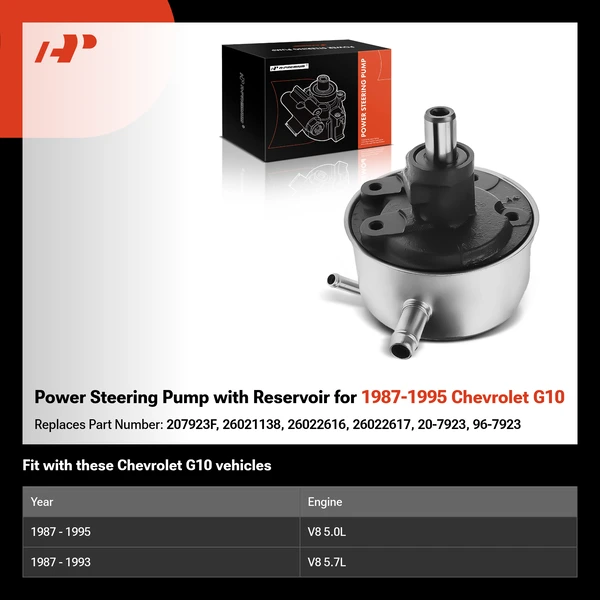 Power Steering Pump with Reservoir for 1987-1995 Chevrolet G10