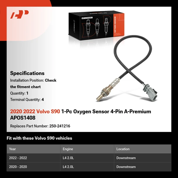 2020 2022 Volvo S90 1-Pc Oxygen Sensor 4-Pin A-Premium APOS1408