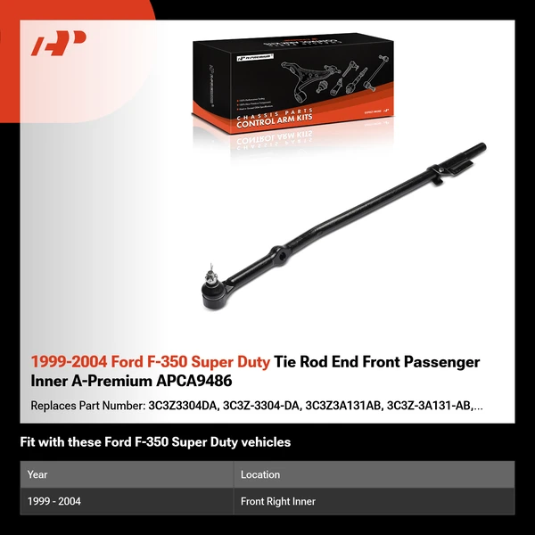 1999-2004 Ford F-350 Super Duty Tie Rod End Front Passenger Inner A-Premium APCA9486