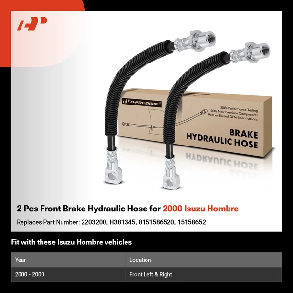 2 Pcs Front Brake Hydraulic Hose for 2000 Isuzu Hombre