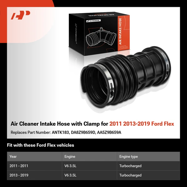 Air Cleaner Intake Hose with Clamp for 2011 2013-2019 Ford Flex