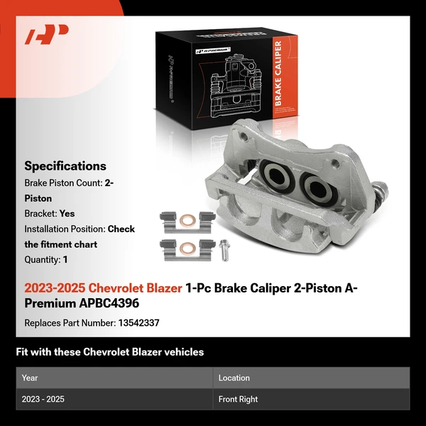 2023-2025 Chevrolet Blazer 1-Pc Brake Caliper 2-Piston A-Premium APBC4396