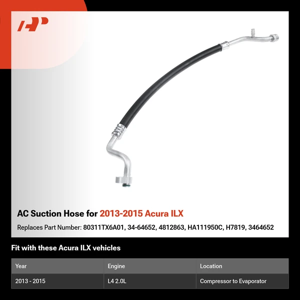 AC Suction Hose for 2013-2015 Acura ILX