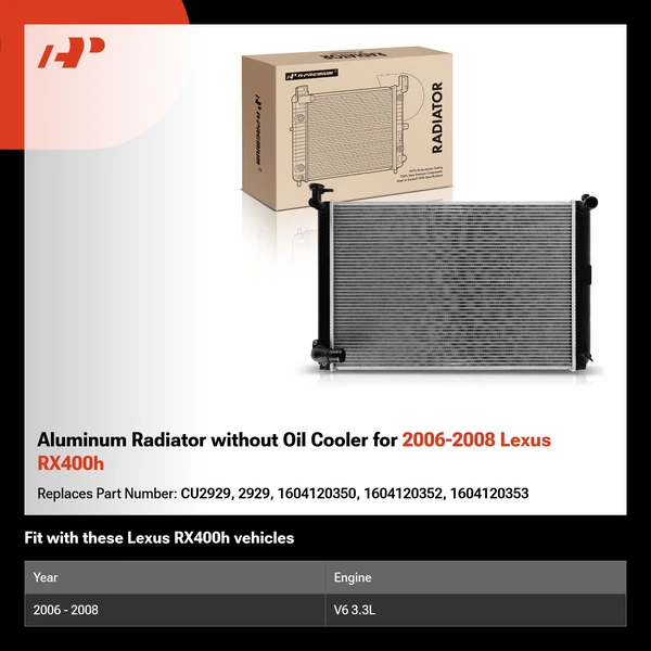 Aluminum Radiator without Oil Cooler for 2006-2008 Lexus RX400h