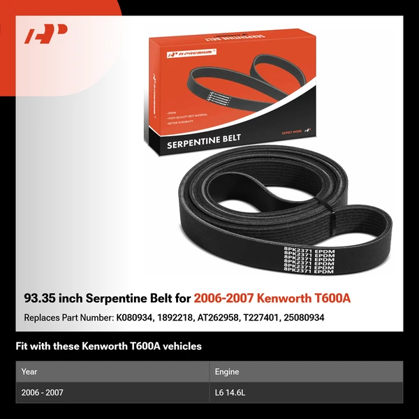 93.35 inch Serpentine Belt for 2006-2007 Kenworth T600A