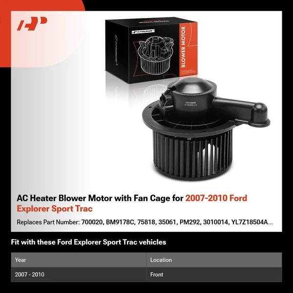 AC Heater Blower Motor with Fan Cage for 2007-2010 Ford Explorer Sport Trac