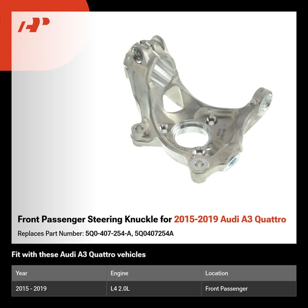 Front Passenger Steering Knuckle for 2015-2019 Audi A3 Quattro