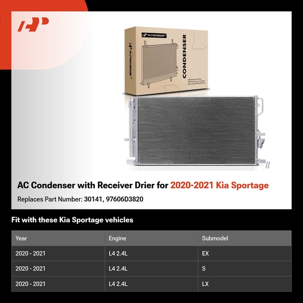 AC Condenser with Receiver Drier for 2020-2021 Kia Sportage