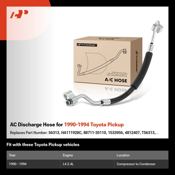 AC Discharge Hose for 1990-1994 Toyota Pickup