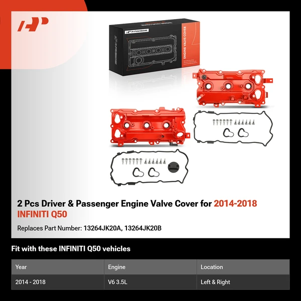 2 Pcs Driver & Passenger Engine Valve Cover for 2014-2018 INFINITI Q50