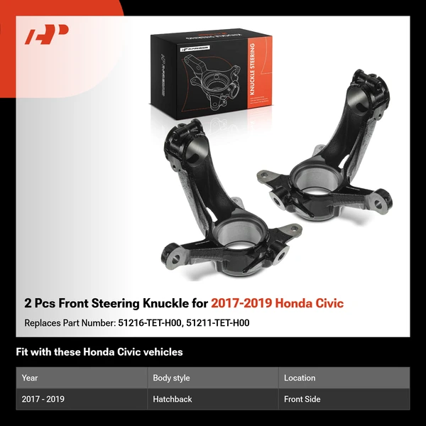2 Pcs Front Steering Knuckle for 2017-2019 Honda Civic