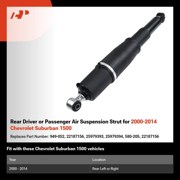 Rear Driver or Passenger Air Suspension Strut for 2000-2014 Chevrolet Suburban 1500
