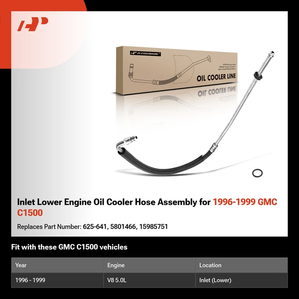 Inlet Lower Engine Oil Cooler Hose Assembly for 1996-1999 GMC C1500