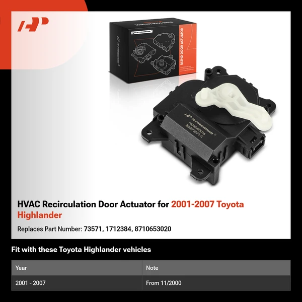 HVAC Recirculation Door Actuator for 2001-2007 Toyota Highlander