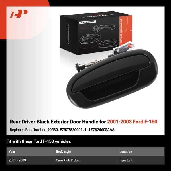 Rear Driver Black Exterior Door Handle for 2001-2003 Ford F-150