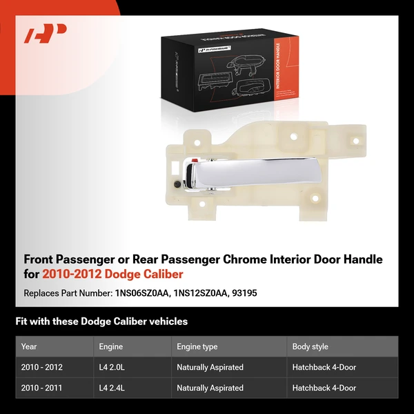 Front Passenger or Rear Passenger Chrome Interior Door Handle for 2010-2012 Dodge Caliber