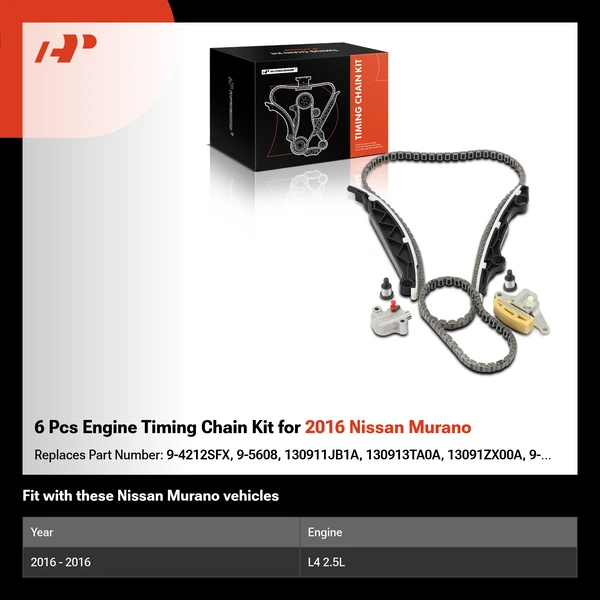 6 Pcs Engine Timing Chain Kit for 2016 Nissan Murano