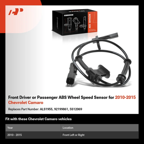 Front Driver or Passenger ABS Wheel Speed Sensor for 2010-2015 Chevrolet Camaro