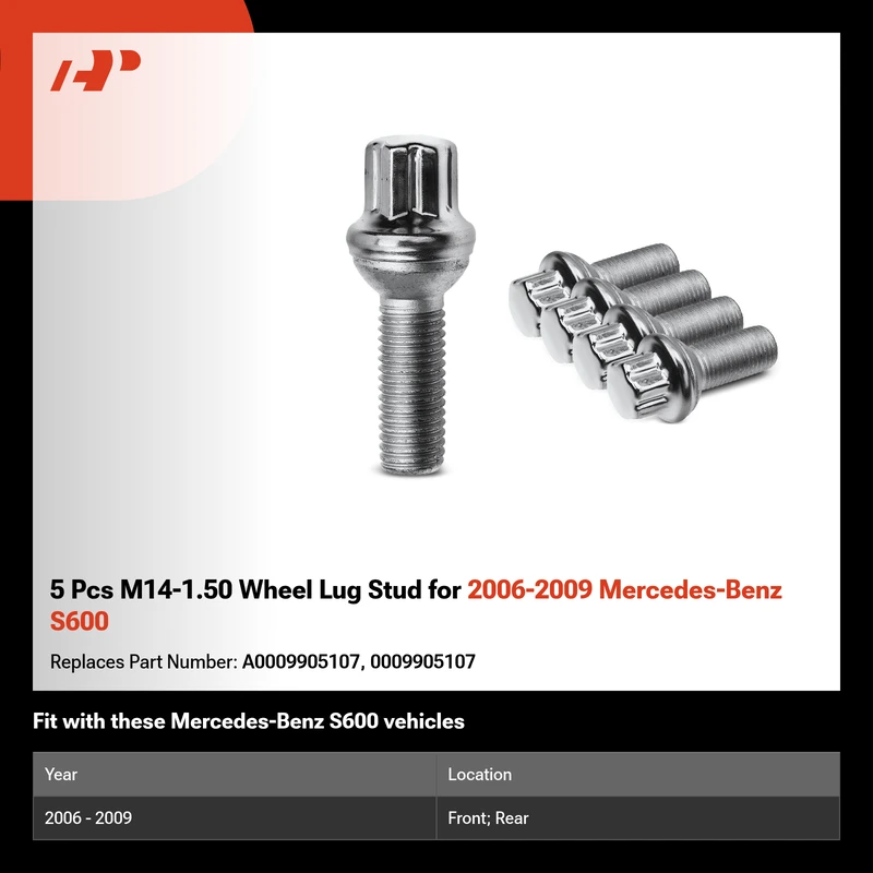5 Pcs M14-1.50 Wheel Lug Stud for 2006-2009 Mercedes-Benz S600