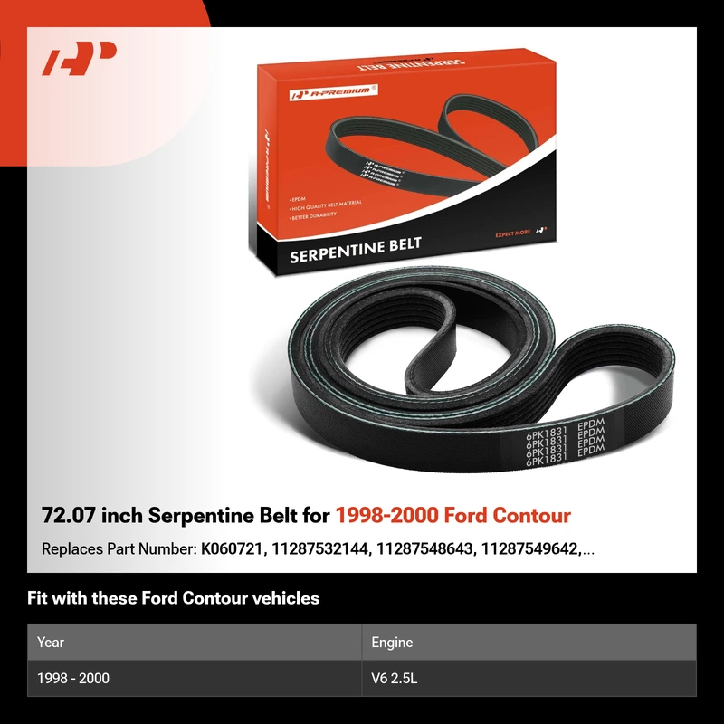 72.07 inch Serpentine Belt for 1998-2000 Ford Contour