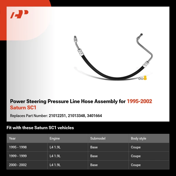 Power Steering Pressure Line Hose Assembly for 1995-2002 Saturn SC1