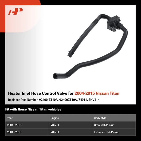 Heater Inlet Hose Control Valve for 2004-2015 Nissan Titan