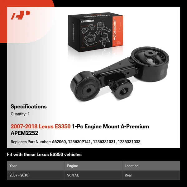 2007-2018 Lexus ES350 1-Pc Engine Mount A-Premium APEM2252