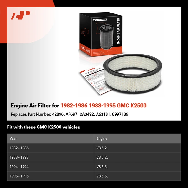 Engine Air Filter for 1982-1986 1988-1995 GMC K2500