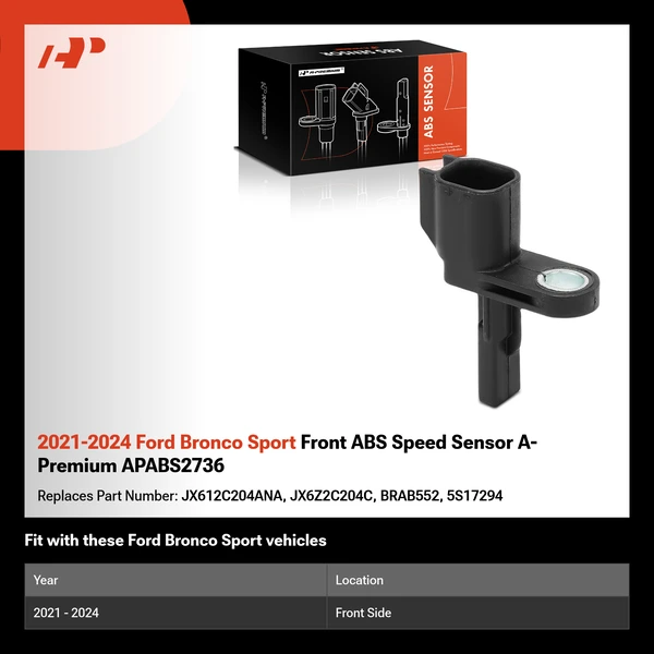 2021-2024 Ford Bronco Sport Front ABS Speed Sensor A-Premium APABS2736
