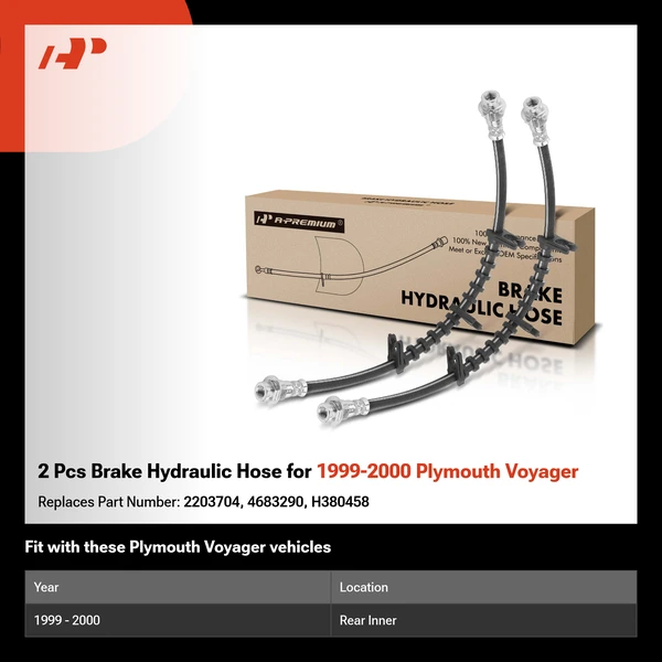 2 Pcs Brake Hydraulic Hose for 1999-2000 Plymouth Voyager