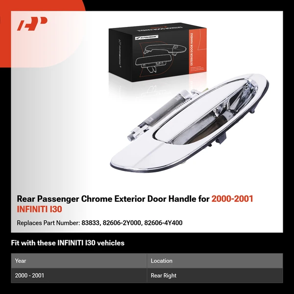 Rear Passenger Chrome Exterior Door Handle for 2000-2001 INFINITI I30
