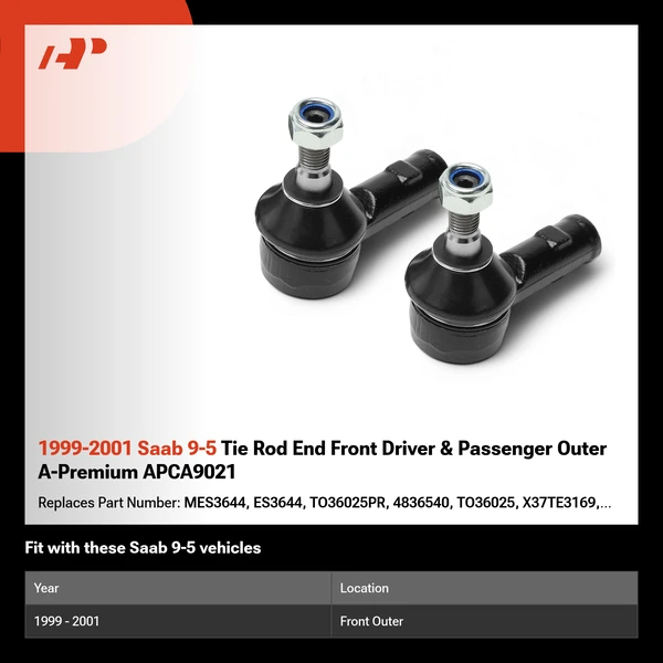 1999-2001 Saab 9-5 Tie Rod End Front Driver & Passenger Outer A-Premium APCA9021