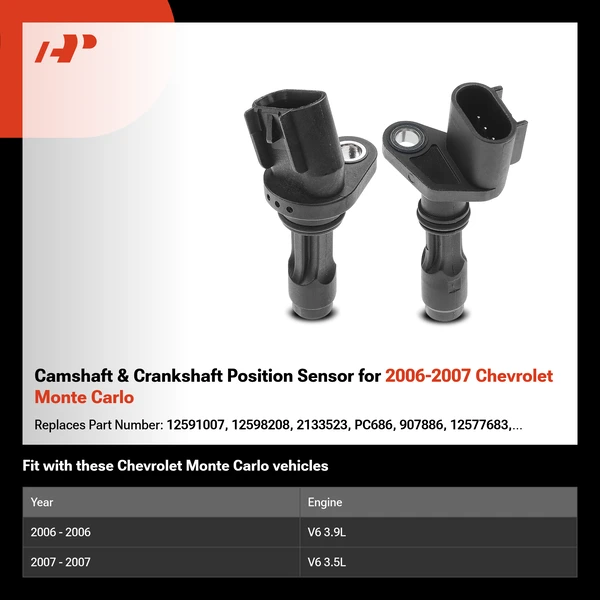 Camshaft & Crankshaft Position Sensor for 2006-2007 Chevrolet Monte Carlo