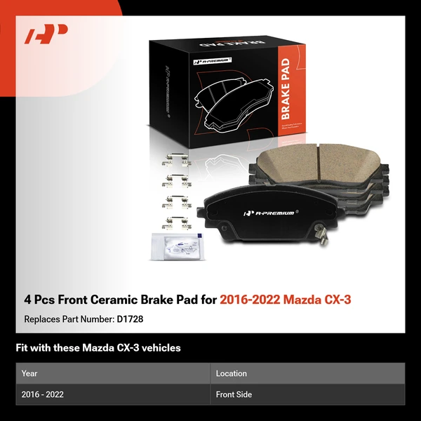4 Pcs Front Ceramic Brake Pad for 2016-2022 Mazda CX-3
